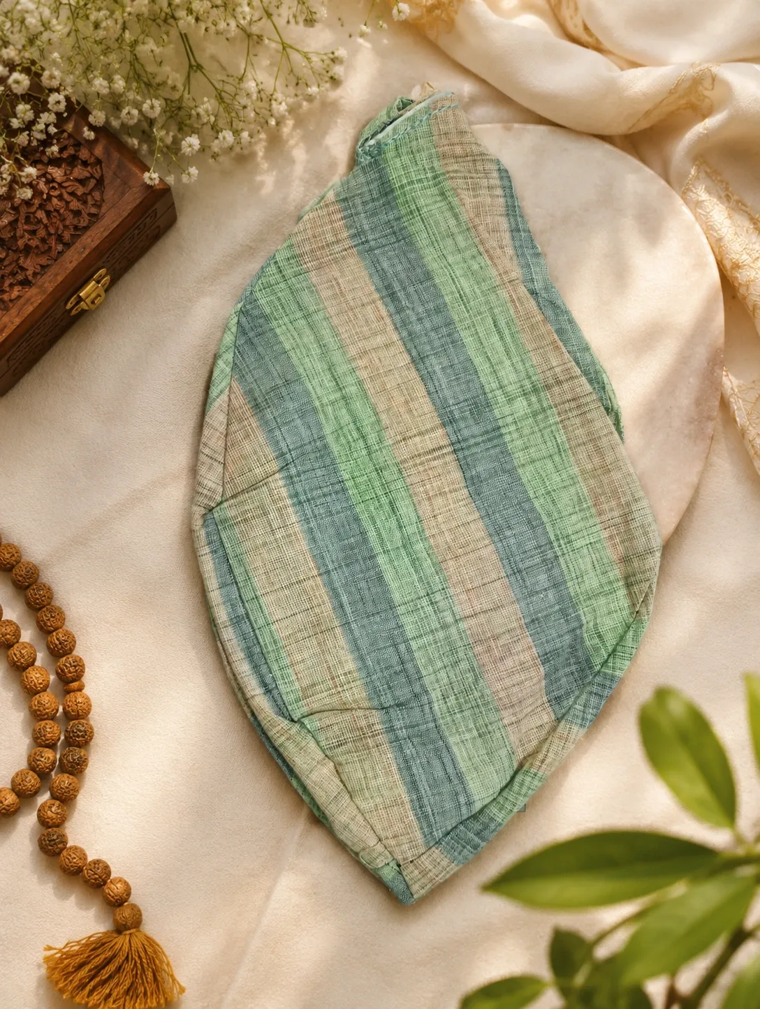 Premium Bead Bag (Mala Jholi) for Tulsi Japa Mala | Soft Cotton Chanting Bag