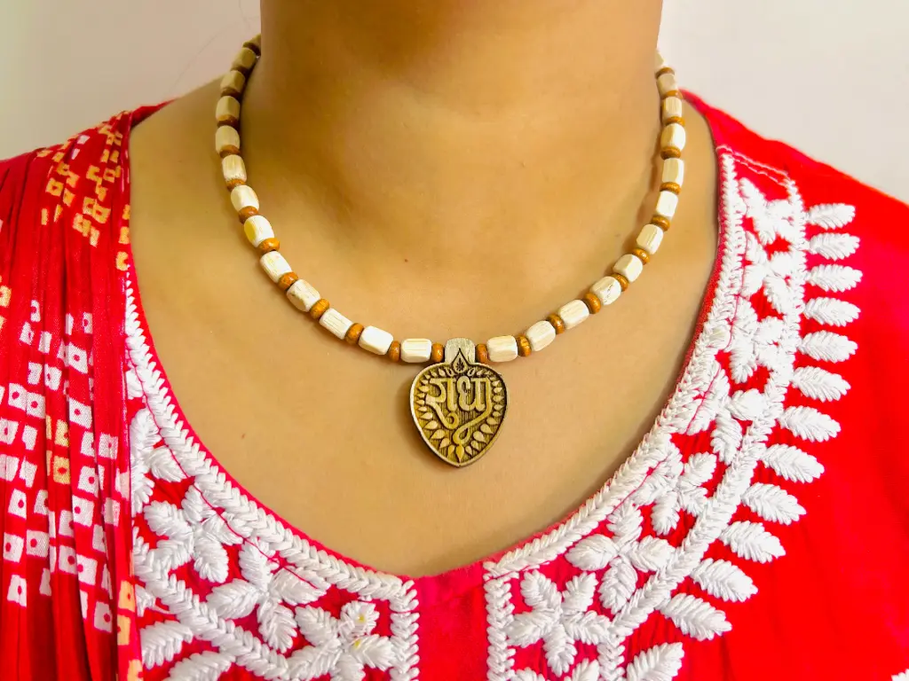 Radha Naam Locket Tulsi Mala — Type 1