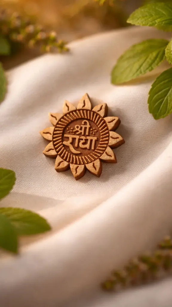Small Radha Naam Seva made in Pure Tulsi wood