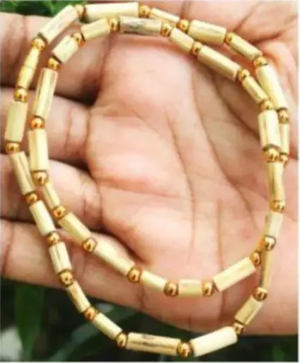 Single Round Golden Moti Tulsi Mala